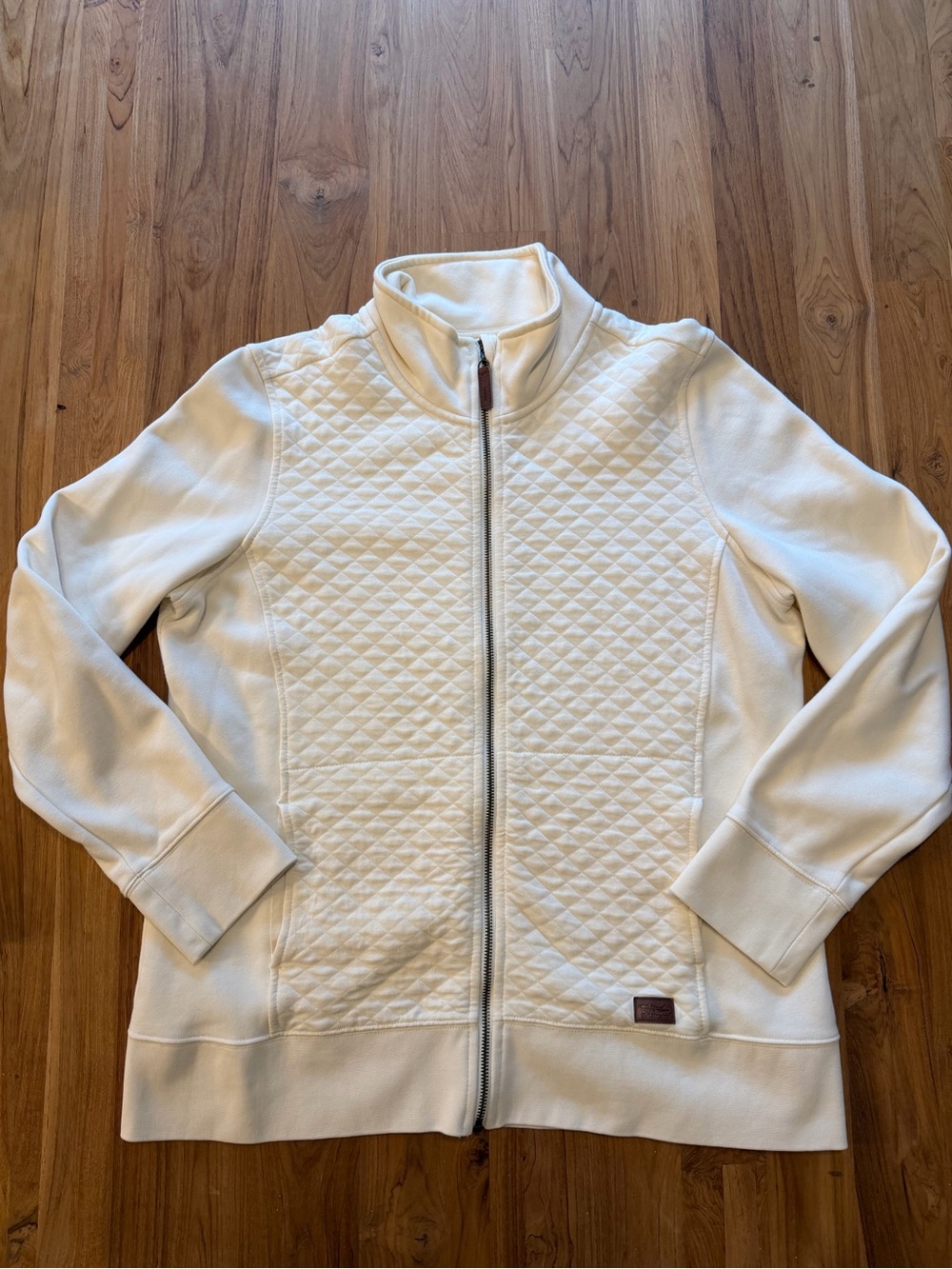 L.L.Bean Quilted Zip Sweatshirt Women’s Large Off White/Cream